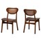 Baxton Studio Hesper Mid-Century Modern Walnut Brown Finished Wood and Rattan 2-Piece Dining Chair Set 239-2PC-13411-ZORO - alternate 1